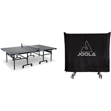 JOOLA 11642 Tischtennisplatte Outdoor J200A-Profi Tischtennistisch 6 MM Aluminium-Verbundoberfläche & wasserdichte Tischdecke, mit Zwei Funktionen, für drinnen und draußen, Schwarz