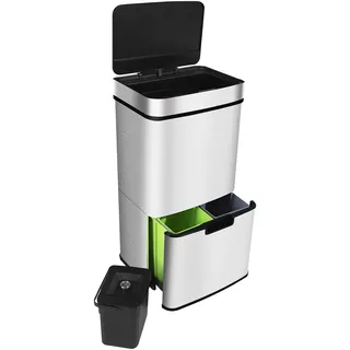 Ribelli Mülltrennsysteme mit 3+1 Fächer 72 l Silber
