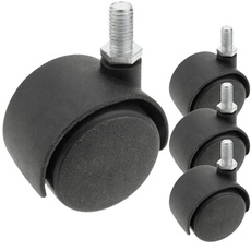 PrimeMatik - Lenkrollen Schwenkrollen Industriell Rad aus Nylon ohne Bremse 40 mm M8 4 pack