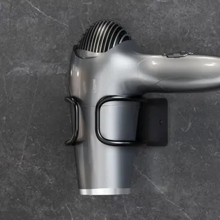 KEGII Haartrocknerhalter - Fönhalter Ohne Bohren or Wandmontage, Schwarz | Einfache Montage, Universell passend, Robustes Material, in Badezimmern und Wohnzimmern