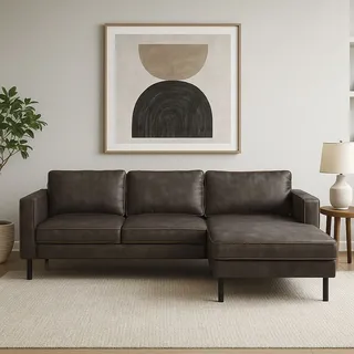 Home Affaire »Watkins, wahlweise mit Schlaffunktion/Bettkasten, moderne offene Naht« Recamiere beidseitig montierbar, L-Form, Breite 232 cm,