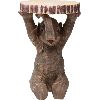 Kare Design Beistelltisch Animal Elephant, Braun/Grau, 35cm Durschmesser, Couchtisch, Elefanten Motiv, 54x36x35 cm (H/B/T)