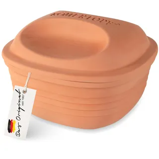 ROMERTOPF Römertopf Multibräter quadratisch aus Naturton, 2 Liter, ca. 23 x 23 x 16,5 cm, Keramikbräter für 4 Personen, fettfrei garen im Ofen, für Aufläufe, Brot und Braten