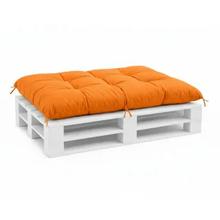 VBChome Palettenkissen für Europaletten Möbel Palettenauflage Garten Balkon 12 Farben mit Schaumstoffflocken Füllung Sitzkissen 120 x 80 cm Orange