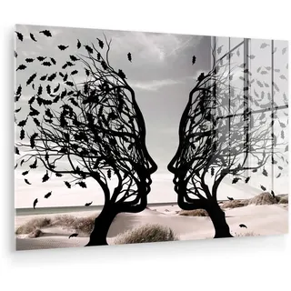 MuchoWow Acrylglasbild Strand - Meer - Menschen - Baum - Moderne Kunst Wanddeko 60x40 cm , Hellgrau , Glas , Rechteckig , 60x40 cm , Bilder & Rahmen, Bilder, Acrylglasbilder