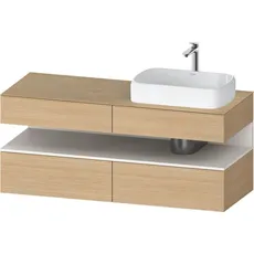 Duravit Qatego Konsolenwaschtischunterbau, 2 Auszüge, 2 Schubkästen, Ausschnitt rechts, 1400x550x600mm, Nische Weiß Supermatt, QA4766084, Farbe: Eiche Natur