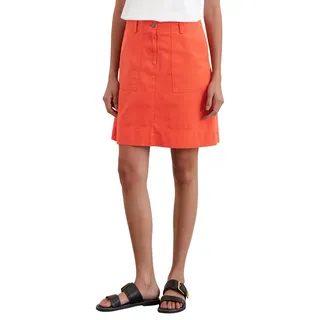 Marc O'Polo Damen Minirock aus Baumwoll-Leinen-Mix Tailored Fit, Rot (Burnt Red), 36