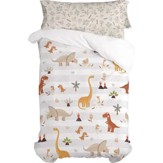Dino family Bettbezug set 2 teiliges 155 x 220 cm 100% Baumwolle Hergestellt in Europa - Bunt