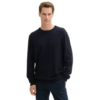 Tom Tailor Herren 1043266 Basic Strickpullover mit Kaschmir, 13160-Knitted Navy Melange, X-Large