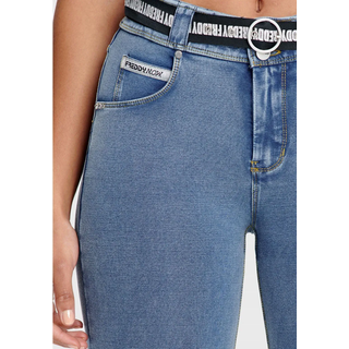 Shapingleggings FREDDY "NOW Skinny", Damen, Gr. S (36), N-Gr, bunt (light blau, gelb), Obermaterial: 84% Baumwolle, 16% Elasthan, figurbetont lang, Hosen Shapingleggings, mit Lifting & Shaping Effekt