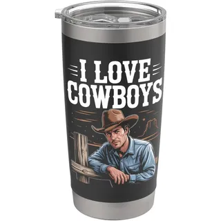 I Love Cowboys Western-Design Doppelwandiger Edelstahl-Thermobecher
