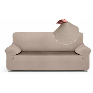Textilhome Sofa Überzug 2 Sitzer – Moderner Jacquard Sofabezug, Elastische Couch Überzug Sofahusse, Schutz für Hunde & Haustiere, Sofa Cover 130-180 cm. Beige