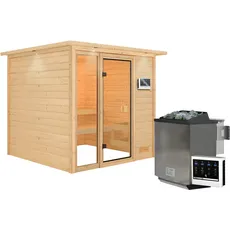 Bild Sauna Jutta mit Kranz, naturbelassen, Bio externe Stg.LED-Dachkranz Natur