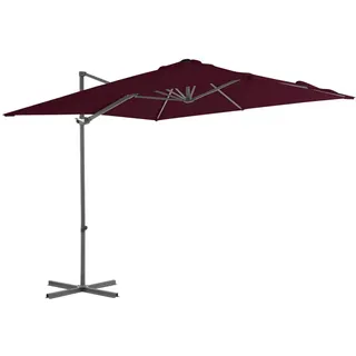 vidaXL Ampelschirm mit Stahlmast 250 x 250 cm bordeauxrot