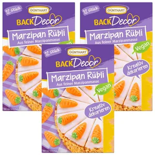 Günthart Backdecor 12 Stück Marzipan Rübli VEGAN 40g Kreativ Karotten Kuchen