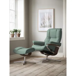 Stressless® »Mayfair«, (Set, Relaxsessel mit Hocker), mit Hocker, mit Cross Base, Größe S, M & L, Holzakzent Braun grün