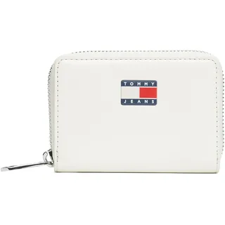 Tommy Jeans Geldbörse "TJW MUST SMALL ZA", Damen Geldbeutel, Portemonnaie mit Logoflagge, ivory