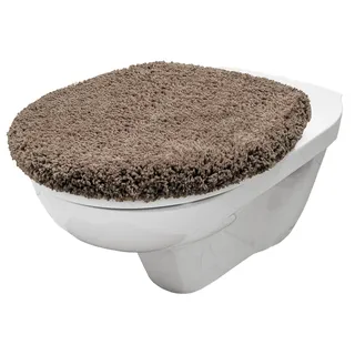 Brandsseller WC Deckelbezug 38x48 cm Ausschnitt aus weichem Mikrofaserstoff Toiletten Sitzbezug für Optimalen Komfort und Stil-Taupe
