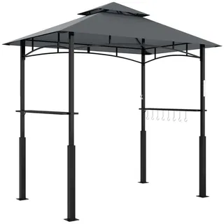 Outsunny Grillpavillon mit LED 243 x 148 x 248 cm , Dunkelgrau , Metall , 148x248x243 cm , Sonnenschutz, Pavillons