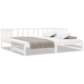 vidaXL Tagesbett Ausziehbar Weiß 2x(90x200) cm Massivholz Kiefer - Weiß