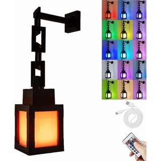 Pixelated Lantern Nachtlicht, 16-Farbiges Minecraft Wandlampe, Nachttischlampe Kinder 3D mit Fernbedienung und Kette, Minecraft Laterne für Schlafzimmer, Gaming, Kinderzimmer und Gamer Geschenk