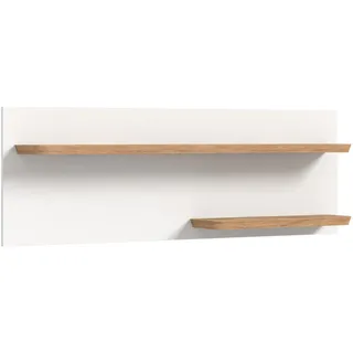 Xonox Wandboard Aarhus weiß Nox Oak Nachbildung , Weiß , Holzwerkstoff , 160x55x22 cm , Wohnzimmer, Regale, Wandregale