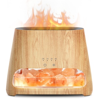 SALKING 2-in-1 Aroma Diffuser & Salt Range Pakistan Leuchte, Flammeneffekt Diffusor für ätherische Öle, Diffusor Kühler Nebel Luftbefeuchter mit 3-Helligkeit, 150ml