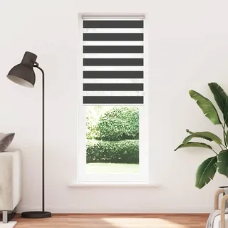 vidaXL Doppelrollo Schwarz 85x200 cm Stoffbreite 80,9 cm Polyester - Schwarz