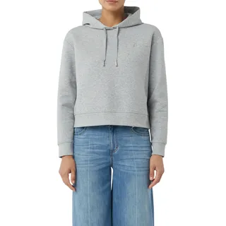 Kapuzensweatshirt, Damen, Gr. 44, grau (graumelange), Sweatware, Obermaterial: 79% Baumwolle, 15% Polyester, 6% Elasthan, COMMA CASUAL IDENTITY, lässig geschnitten taillenbedeckt, Rundhals, angesetztes Bündchen, Sweatshirts Kapuzensweatshirt, cropped, casual, mit Kapuze, Baumwollmischung