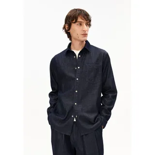 DUNKEL GEWASCHENES JEANSHEMD | Bio-Baumwoll-Mix - blau (L)