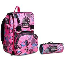 Seven RUCKSACK GIRL Backpack für Schule, Uni & Freizeit, Geräumige Schultasche für Teenager, Mädchen und Jungen,pink + Federmäppchen Federtasche für Schreibwaren, Mädchen&Jungen, Schule und Gymnasium