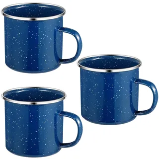 Royouzi 3 Emaille-Becher, Trinkbecher aus Emaliertem Edelsta | Teepott, Kaffeetasse, 3 Teiliges Becherset, Spülmaschinengeeignet und kann Gegrillt Werden für Outdoor Camping und Geschenk