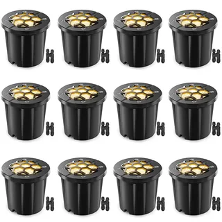 HIBOITEC 12er 12W Niederspannungs LED Bodeneinbaustrahler mit Kabelverbindern, 1440LM Warmweiß Bienenwabe Bodenstrahler Außen 12–24 V, IP67 Wasserdichte Bodenleuchten Außen für Gärten Terrasse