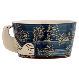 Hezha Steingut-Schale in Blau – Schale für Speisen und Dekoration, D13xH7 cm - Blau
