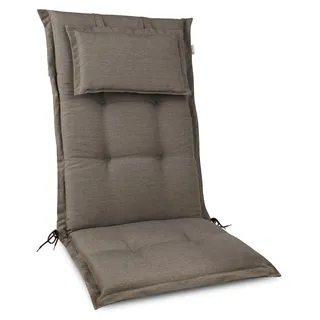 Beautissu Premium Gartenstuhlauflage Hochlehner 120x50x7cm, Taupe - Taupe