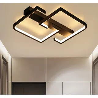 ZMH Deckenleuchte LED Schwarz Flur Küche Klein 19W 30CM Schlafzimmer Warmweiß Modern Geometrie Design - Schwarz