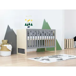 Babybett CHRUPPY 60 x 120 cm Natural und Grau - Grau