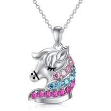 AOBOCO Sterling Silber Pferd Halskette für Mädchen, Pferd Schmuck Geburtstag Geschenke für Mädchen Tochter