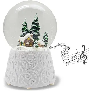 Schneekugel Nostalgie Weihnachten | Berghütte | B: 10cm | 20326 | Breite: 10 cm, Höhe: 14 cm | Winterlandschaft verschneite Berge | Schüttelkugel Weihnachtsdekoration | mit Musik