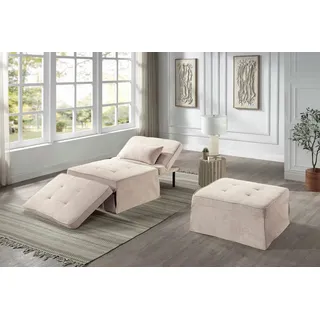 Atlantic Home Collection Schlafsofa »Finn« wandelbar zum Loungesessel, Relaxliege und Gästebett, inkl. Kissen, beige
