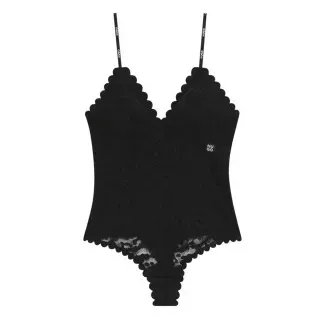 HUGO für Damen. 50549908 Bodysuit mit schwarzem Rand (XS), Lässig, Heimtextilien, Polyamid
