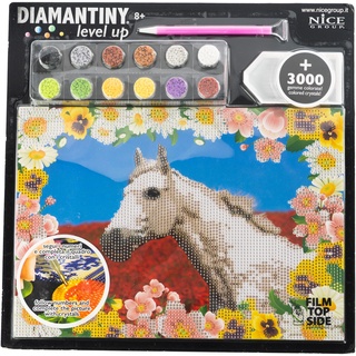 DIAMANTINY Level Up – Wild – Nice Group Creative Art, Diamond Painting Kit, Mosaik Pferd Weiß