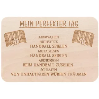 Spruchreif Frühstücksbrettchen Handball aus Buchenholz mit Gravur, Brotzeitbrett 22 x 15 x 1 cm, Geschenke für Handballer