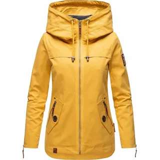 Navahoo Damen Jacke Frühling Herbst Übergangsjacke Print Parka Mantel Kapuze Wekoo Gelb Gr: 36 - S - Gelb