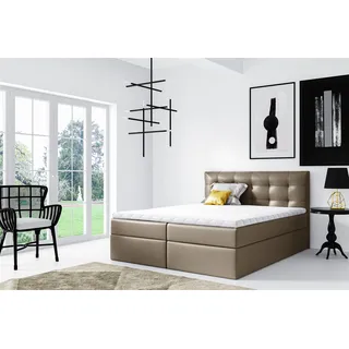 Boxspringbett Schlafzimmerbett OVIEDO XL 200x220cm Kunstleder Hellbraun
