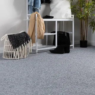 Steffensmeier Teppichboden Meddon Meterware | Auslegware für Kinderzimmer Wohnzimmer Schlafzimmer | Grau, Größe: 200x200 cm