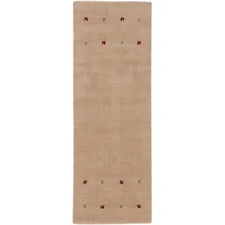 carpetfine Gabbeh Uni Wollteppich 60 x 180 cm Beige