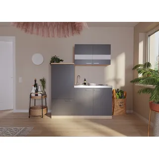 Respekta Küchenblock 160 cm Grau-Eiche