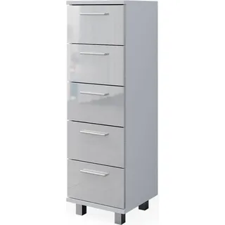 Vicco Badschrank Ilias, 30 x 95 cm, Weiß Hochglanz