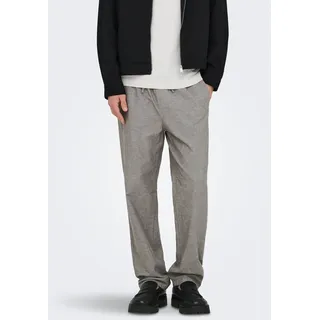 ONLY & SONS Schlupfhose "ONSSINUS LOOSE 0007 COT LIN PANT NOOS" Baumwolle mit Leinen, locker geschnitten, bungee cord detail:two tone weiß